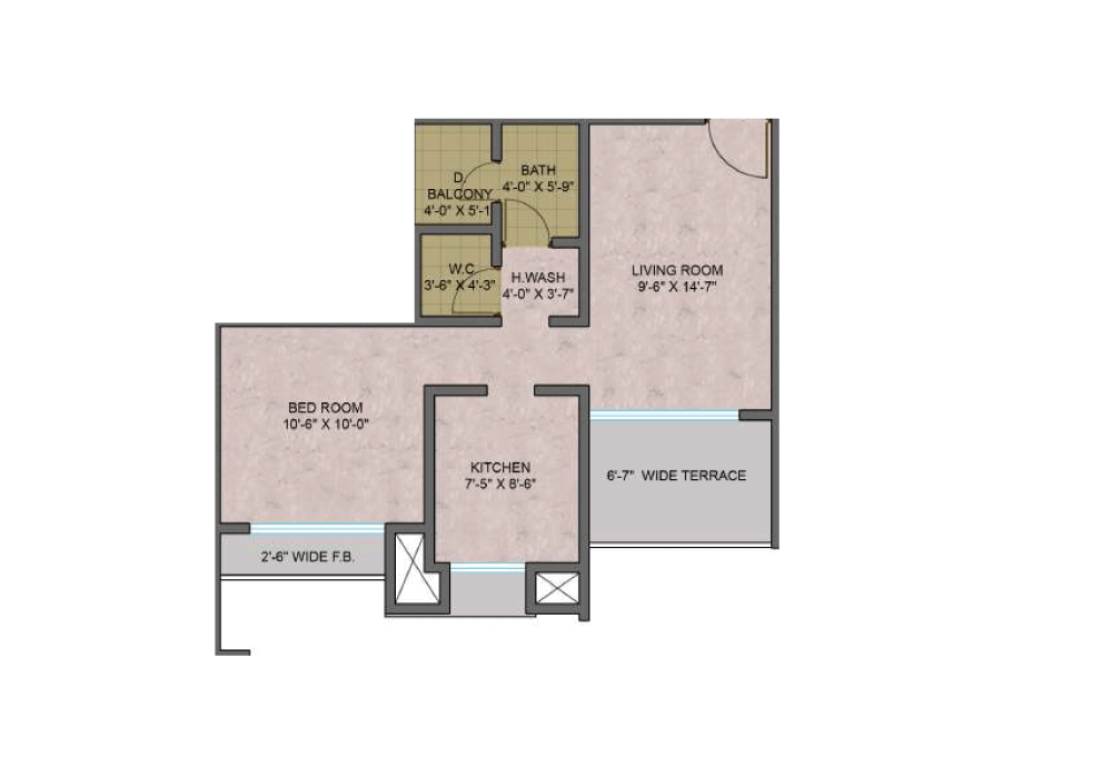 Aryan One 1 BHK Unit Floor Plan